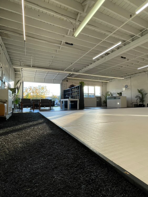 Large mat and turf space at Ethereal BJJ Academy